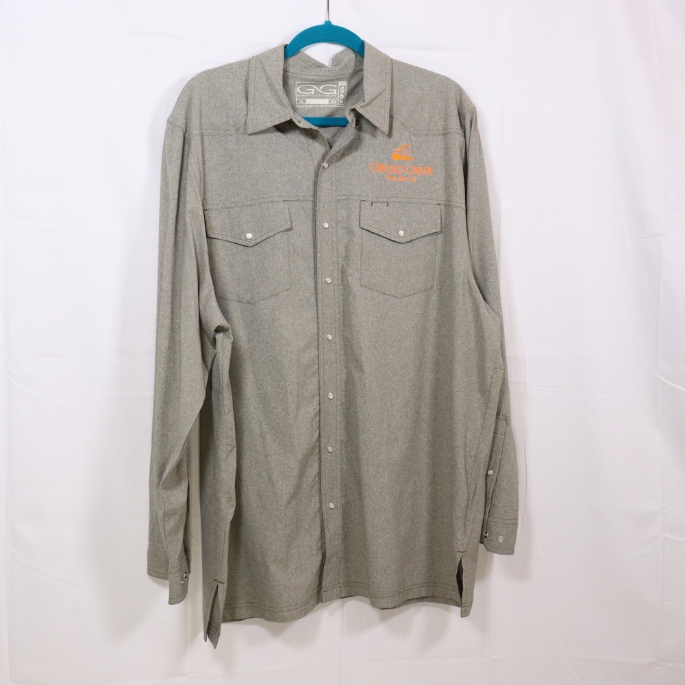 GameGuard Outdoors Fishing Shirt‎ XL Gray Mens Pearl Snap Cibolo Creek Ranch
